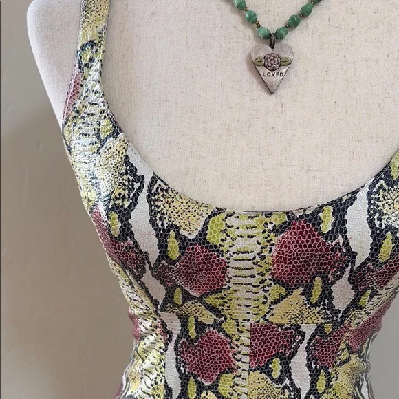 Amazing Vintage 90s Y2K Michael Hoban North Beach Snake Print Bodycon Dress 6
